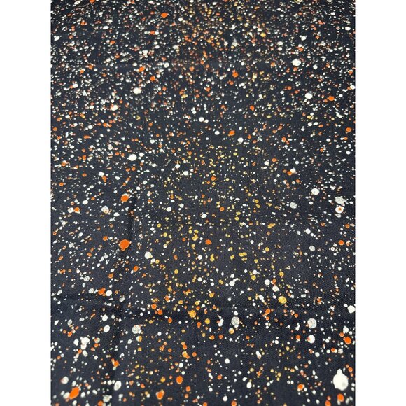 Joann Other - Joann Black Cotton Fabric Orange White Splatter Paint Design 24"x44"